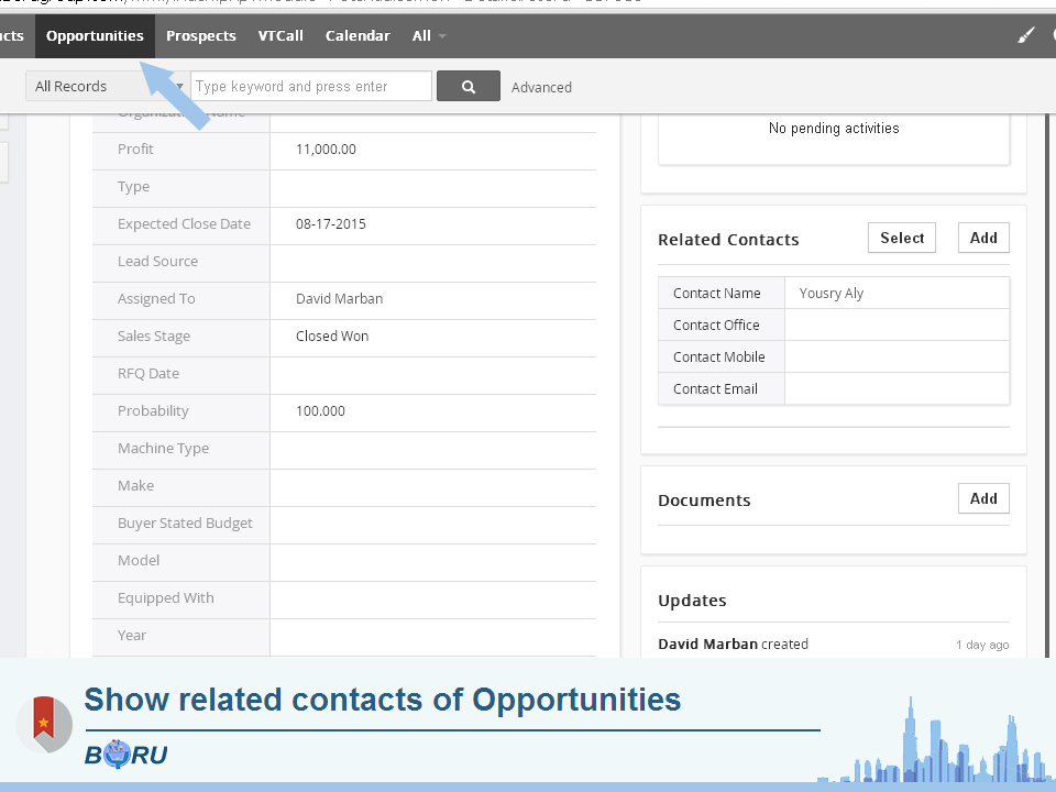 Opportunity Screen Contacts Widget