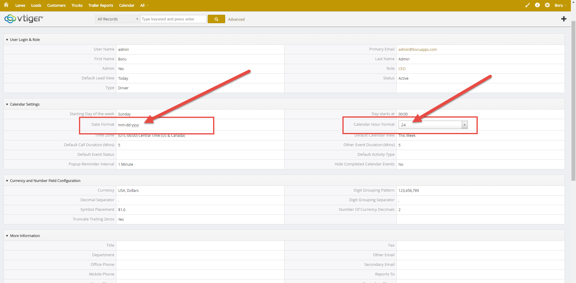 Change Vtiger Date & Time Format