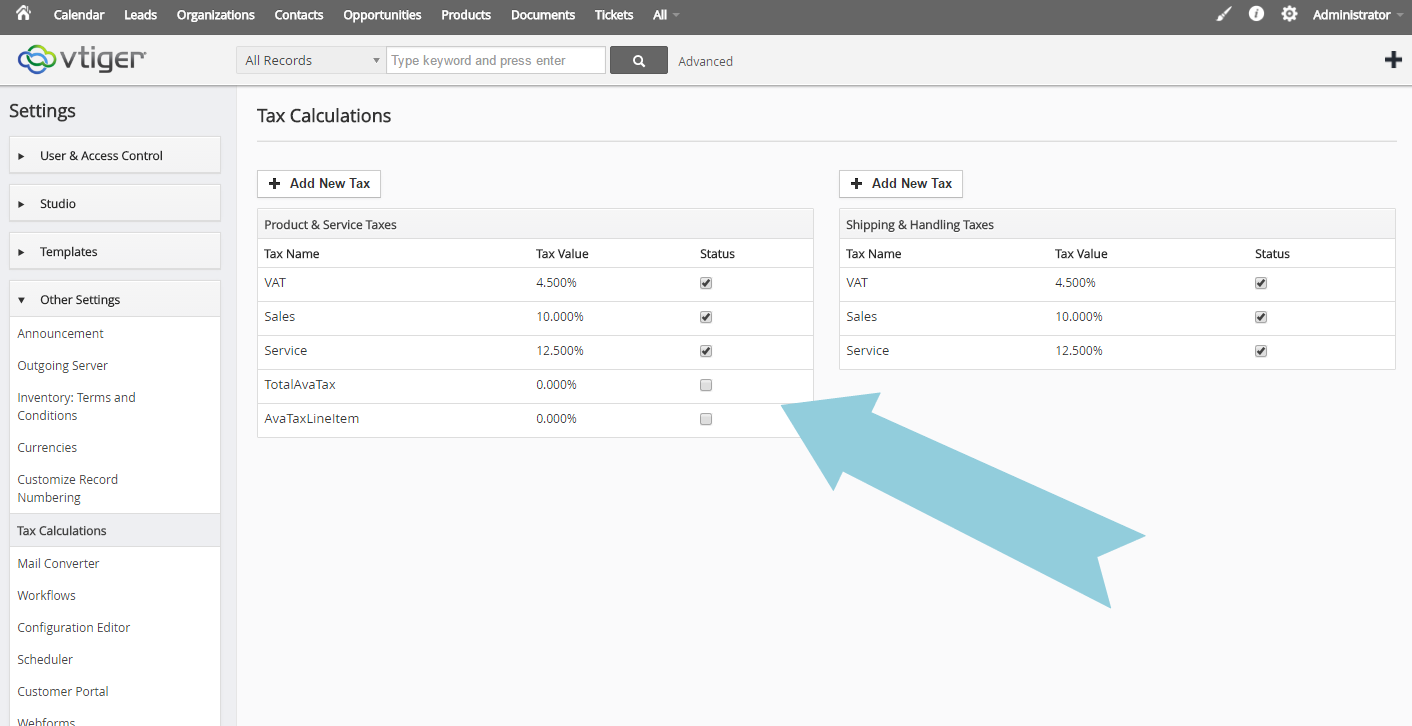 Edit Vtiger Tax Fields