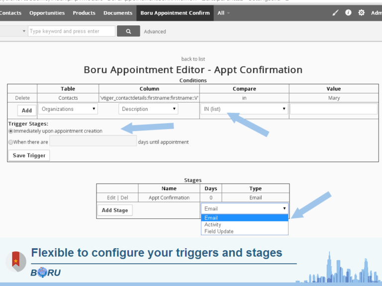 Vtiger Appointment Confirmation Module - Boru Inc.